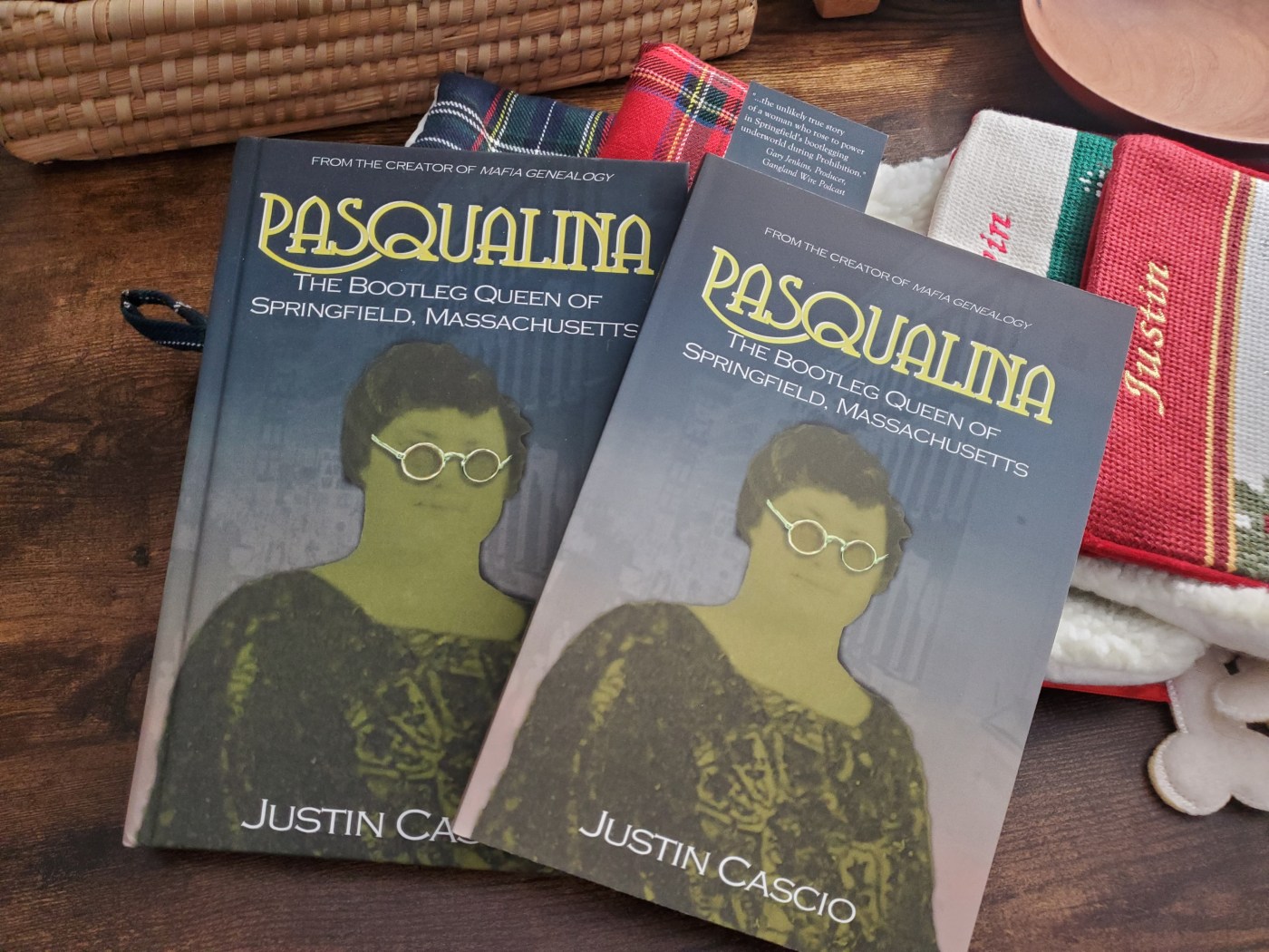 Copies of Pasqualina in paperback and hardcover