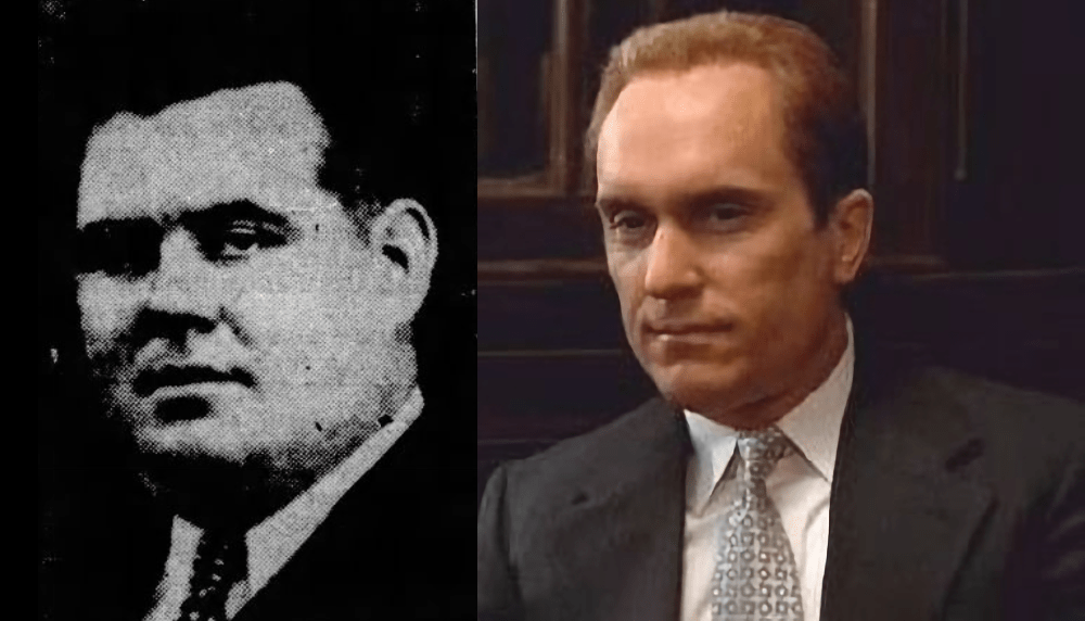 Photos of Springfield, Massachusetts' Thomas Hagen and actor Robert Duvall in the role of Tom Hagen in The Godfather