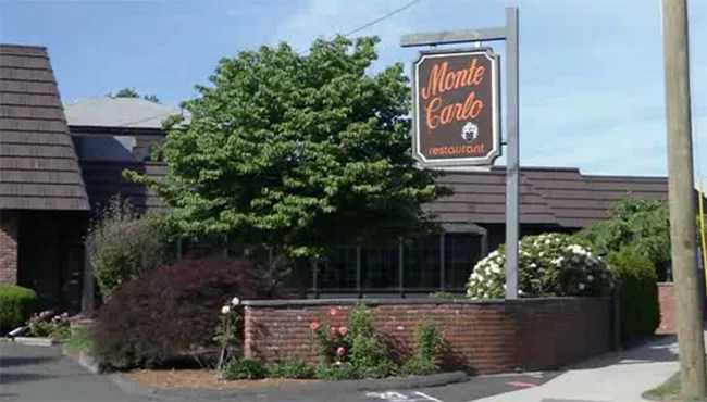 Exterior shot of the Monte Carlo restaurant in West Springfield, MA